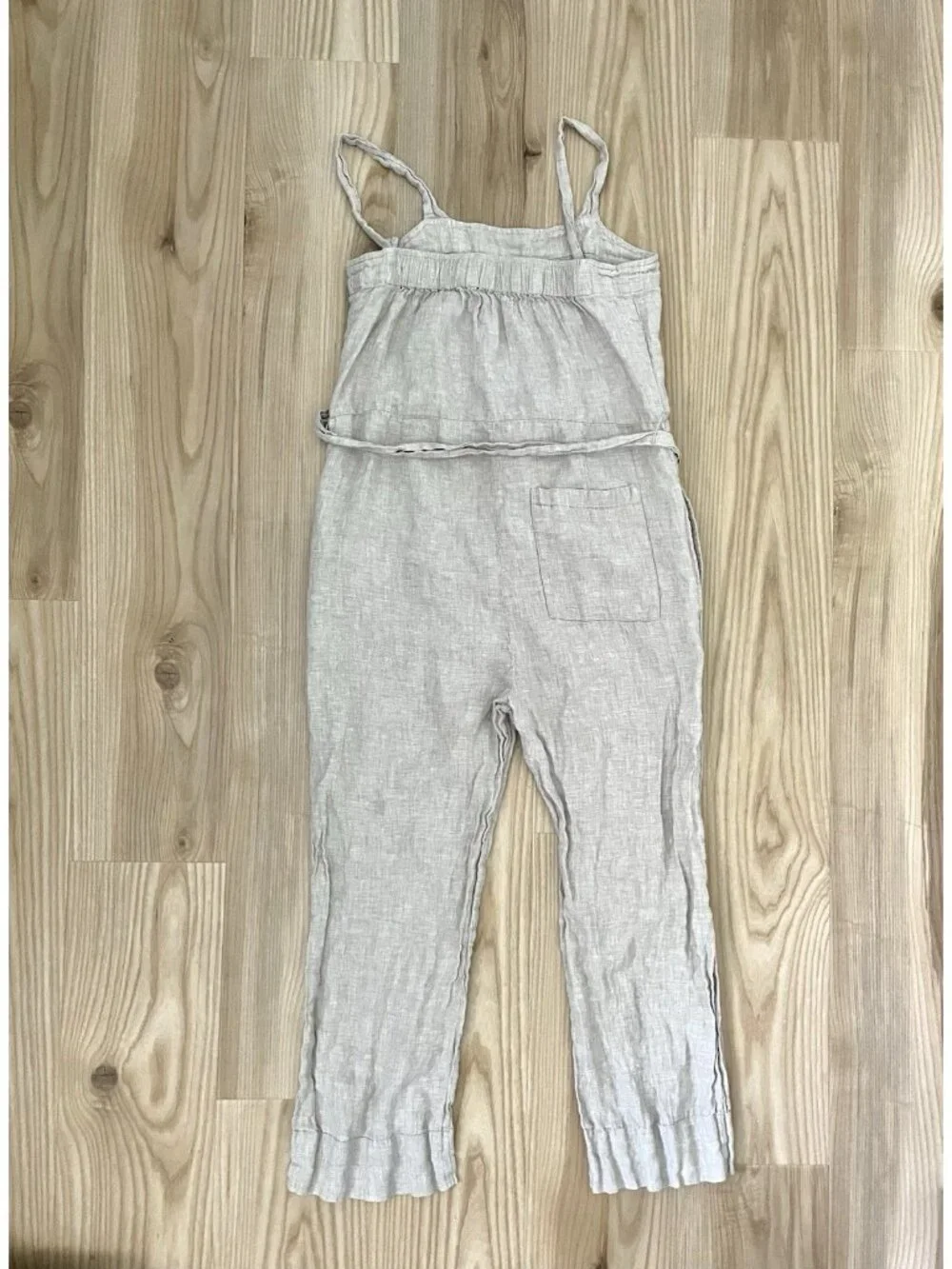 QUINCE 100% Linen Square Neck Jumpsuit Romper Natural Summer Coastal size Small